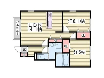 セーフティーコートI(2LDK/1階)の間取り写真