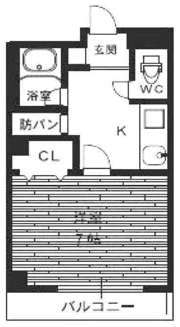 Sキューブほんまち(1K/2階)の間取り写真