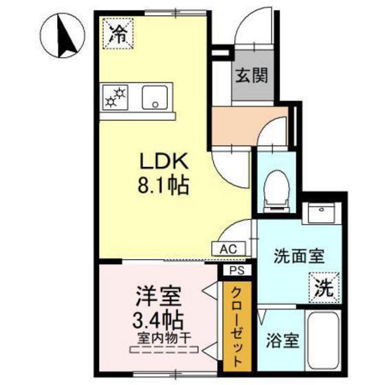 RELUXIA(1LDK/1階)の間取り写真