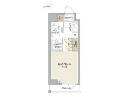 アジールコート武蔵新田(1K/1階)の間取り写真