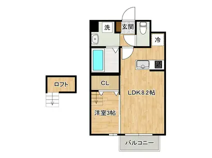 FARPLACE小倉西B棟(1LDK/2階)の間取り写真