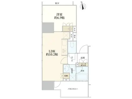 サンウッド東中野(1LDK/12階)の間取り写真