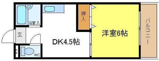 ガーデンコート平野南(1DK/5階)の間取り写真
