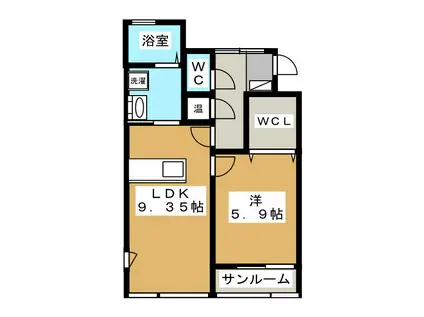 SKビル(1LDK/3階)の間取り写真