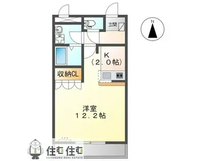 プレステージI(1K/1階)の間取り写真