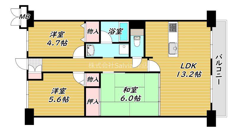 フィオーレ白鷺(3LDK/1階)の間取り写真