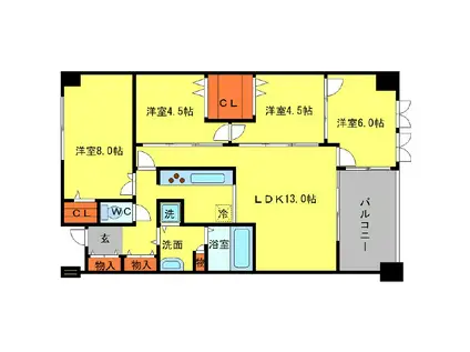 サンライズ緑丘(4LDK/2階)の間取り写真