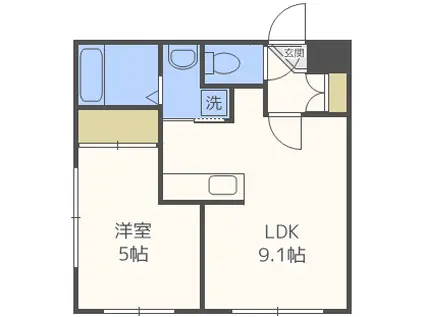 イングレッソ南7条(1LDK/1階)の間取り写真