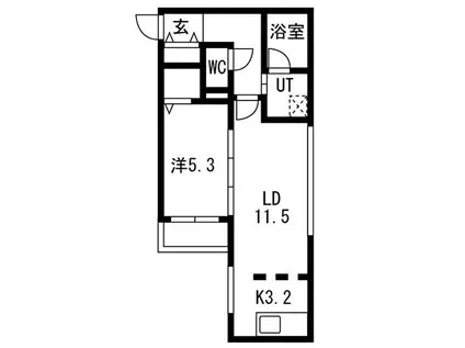 セントフィールドノース4(1LDK/3階)の間取り写真