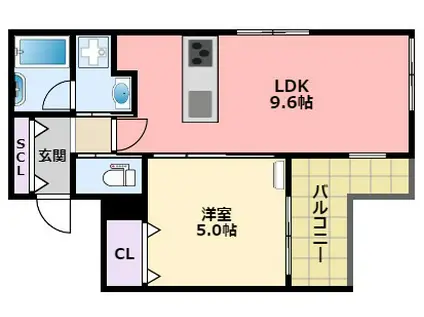 リヴィエール(1LDK/3階)の間取り写真
