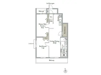 ベルメゾン中村橋サウス(2LDK/1階)の間取り写真