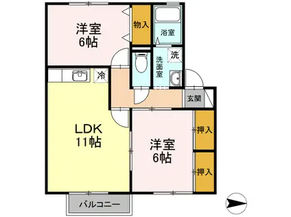 メゾン・ド・青月102(2LDK/1階)の間取り写真