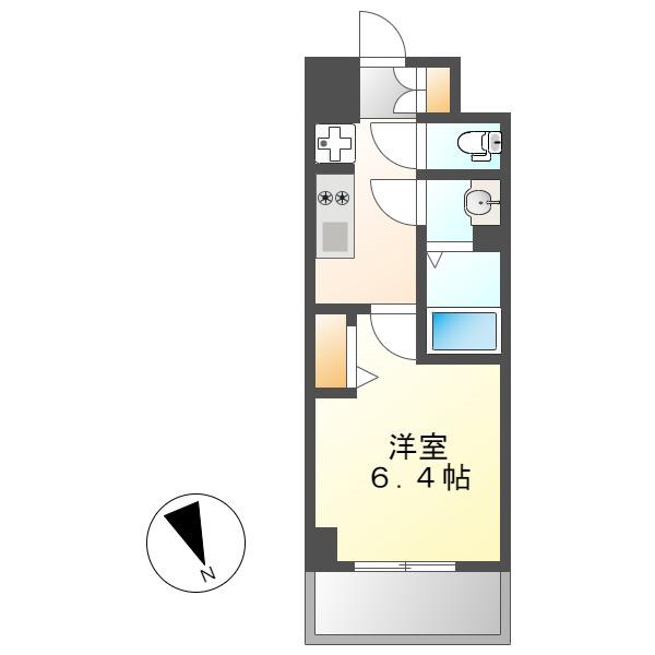 プレサンス広小路通今池(1K/7階)の間取り写真
