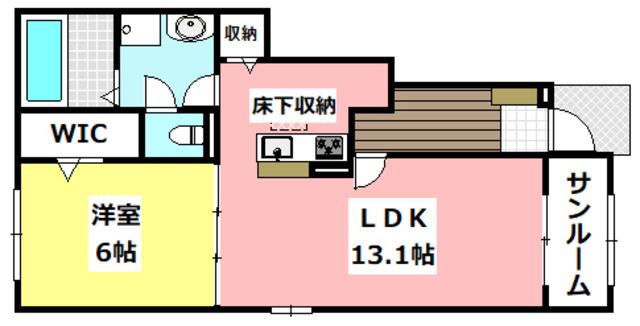 ツイテールI(1LDK/1階)の間取り写真