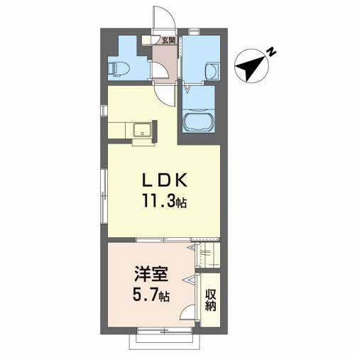 グランドファーム(1LDK/2階)の間取り写真