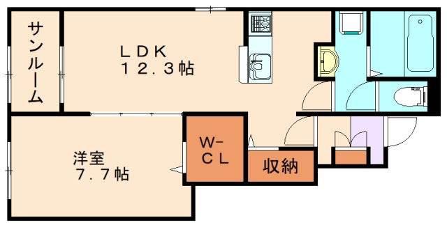 サステナ飯塚II(1LDK/1階)の間取り写真