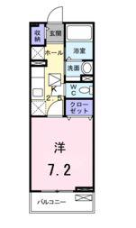 グリーンピュアII(1K/2階)の間取り写真