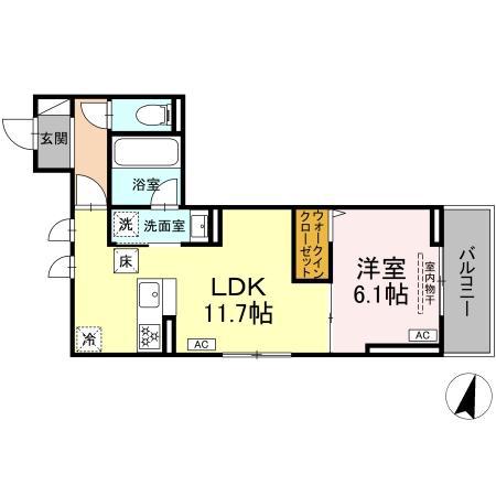 D PAINA 木月住吉町(1LDK/1階)の間取り写真
