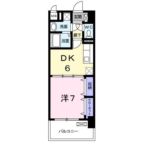グランドール(1DK/3階)の間取り写真