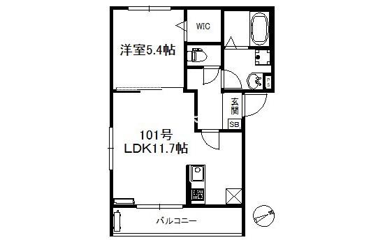 ポラリス野中(1LDK/1階)の間取り写真
