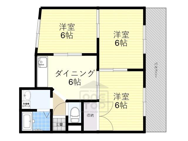 フルネスパート1(3DK/2階)の間取り写真