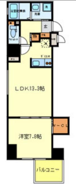 パウゼ堺筋(1LDK/5階)の間取り写真