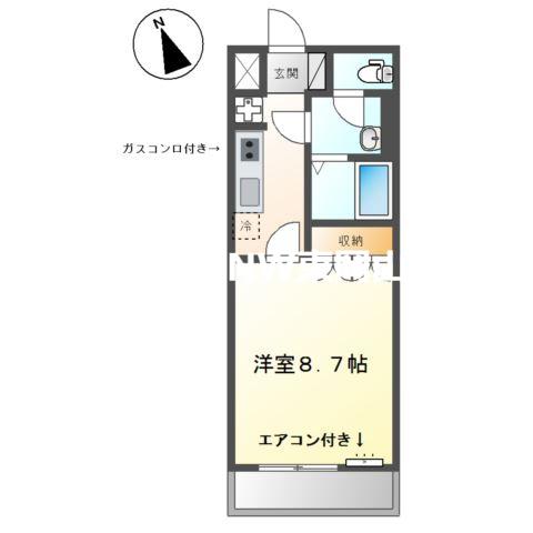 サウスコート・プランドール16(1K/2階)の間取り写真