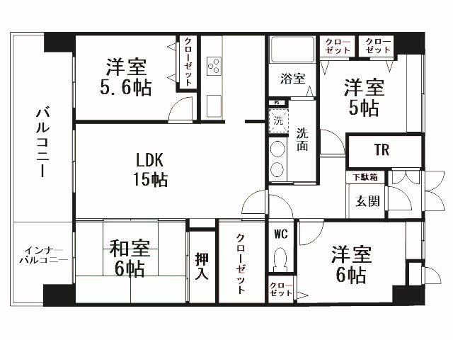 グランドパレスロイヤルコート大手町(4LDK/4階)の間取り写真
