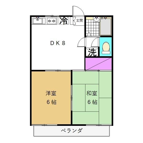 ハイツ並木B(2DK/3階)の間取り写真