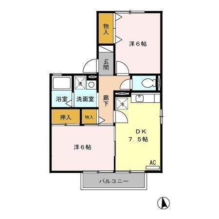 シャルマンコートA・B(2DK/1階)の間取り写真