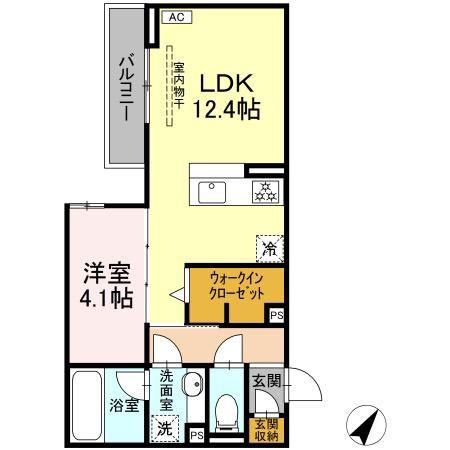 DCREST新川S(1LDK/3階)の間取り写真