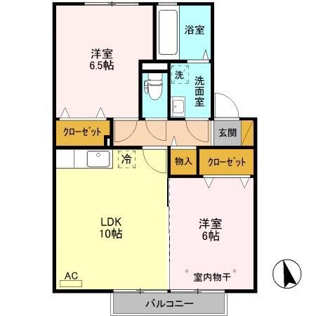 コスミオンB203(2LDK/2階)の間取り写真