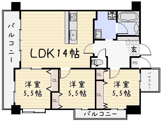 ガーデンコートSUNATSU(3LDK/10階)の間取り写真