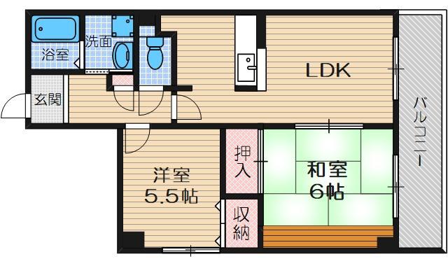 ゼアス真砂(2LDK/2階)の間取り写真