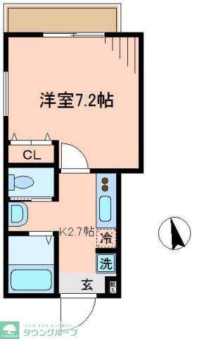 クレシア北松戸(1K/1階)の間取り写真