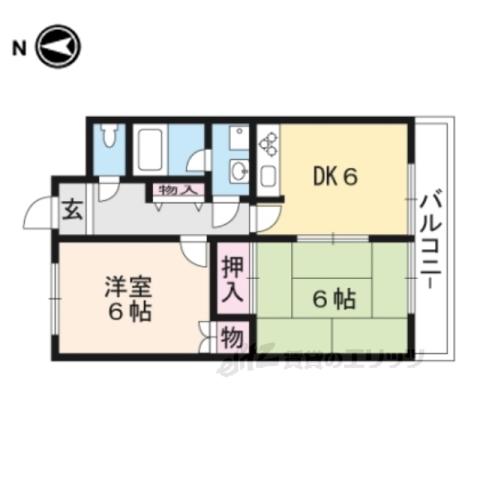 フォレスト旭(2DK/1階)の間取り写真