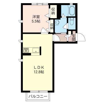 ポナールD(1LDK/2階)の間取り写真