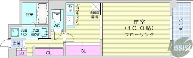 トロワフレール(1DK/2階)の間取り写真