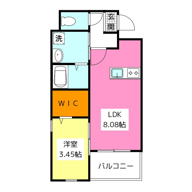 リアンレガーロ桜並木駅(1LDK/2階)の間取り写真