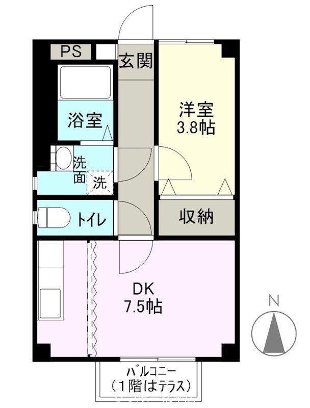 オアーゼ神林(1DK/2階)の間取り写真