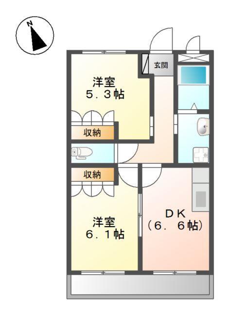明和マンションI(2DK/2階)の間取り写真