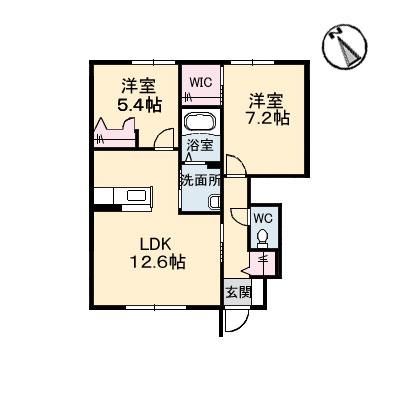 SHA MAIS N水呑II(2LDK/1階)の間取り写真