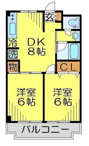 新井ハイツ(2DK/1階)の間取り写真