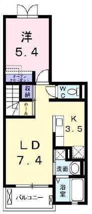 グランメール(1LDK/2階)の間取り写真