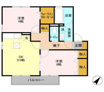 リビングタウン東海 E棟(2LDK/1階)の間取り写真