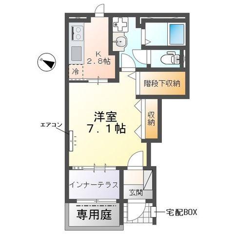 グランアサヒ(1K/1階)の間取り写真