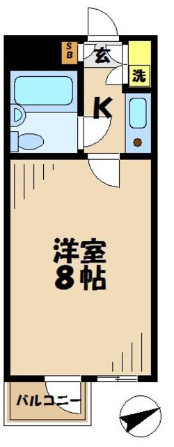 ペルル永山(1K/2階)の間取り写真