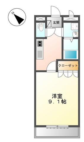 グランドールヒルズ(1K/1階)の間取り写真