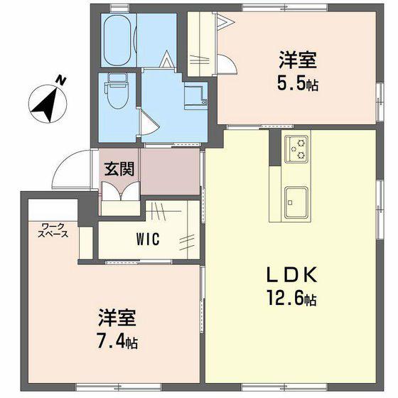 クレール山ノ代 A棟(2LDK/1階)の間取り写真