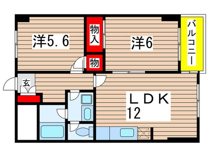 キャッスルマンション(2LDK/2階)の間取り写真
